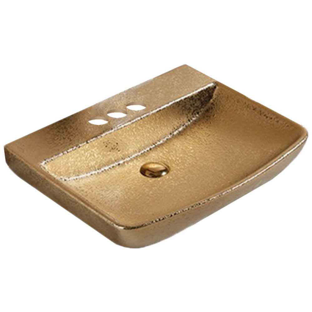 23.62-in. x 18.7-in. Rectangle Bathroom Vessel Sink Gold Enamel Glaze