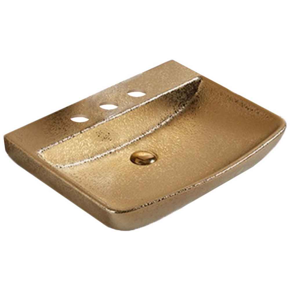 23.62-in. x 18.7-in. Rectangle Bathroom Vessel Sink Gold Enamel Glaze