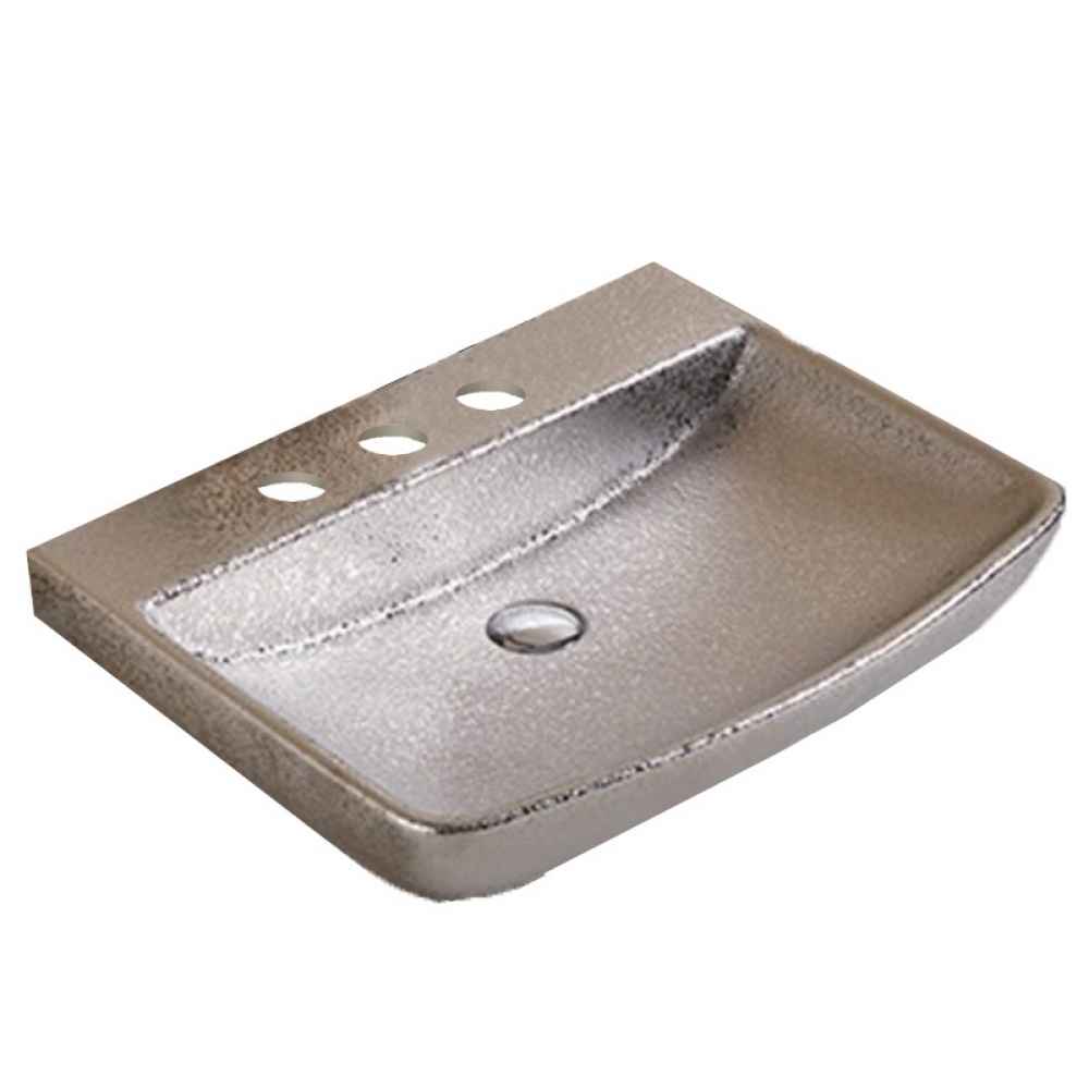 23.62-in. x 18.7-in. Rectangle Bathroom Vessel Sink Silver Enamel Glaze