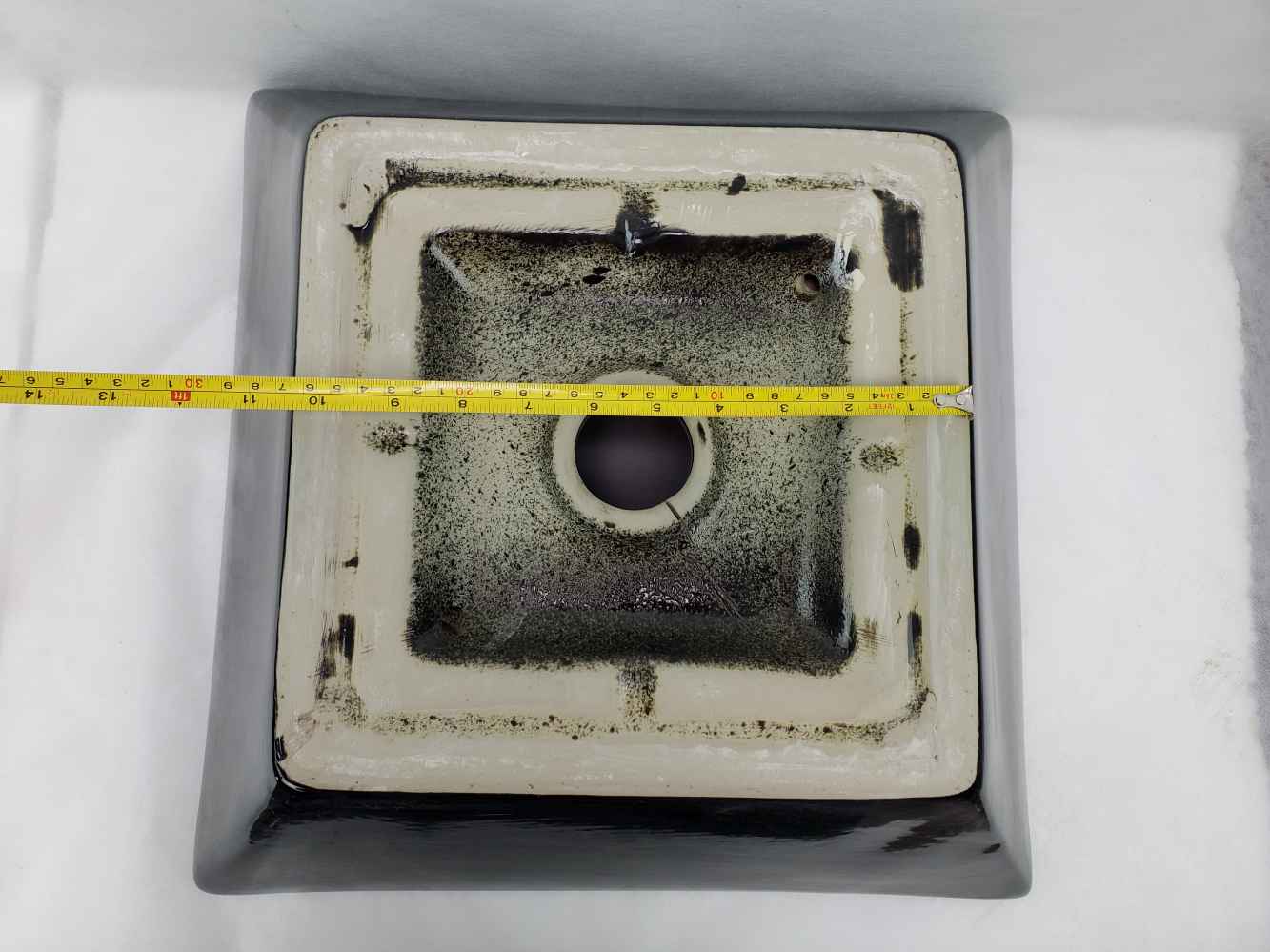 16.1-in. x 16.1-in. Square Bathroom Vessel Sink Black Enamel Glaze