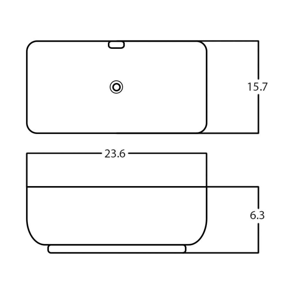 23.6-in. x 15.7-in. Rectangle Bathroom Vessel Sink White Enamel Glaze