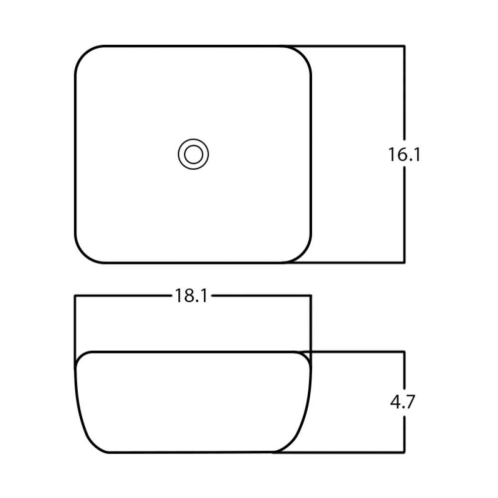 18.1-in. x 16.1-in. Rectangle Bathroom Vessel Sink White Enamel Glaze