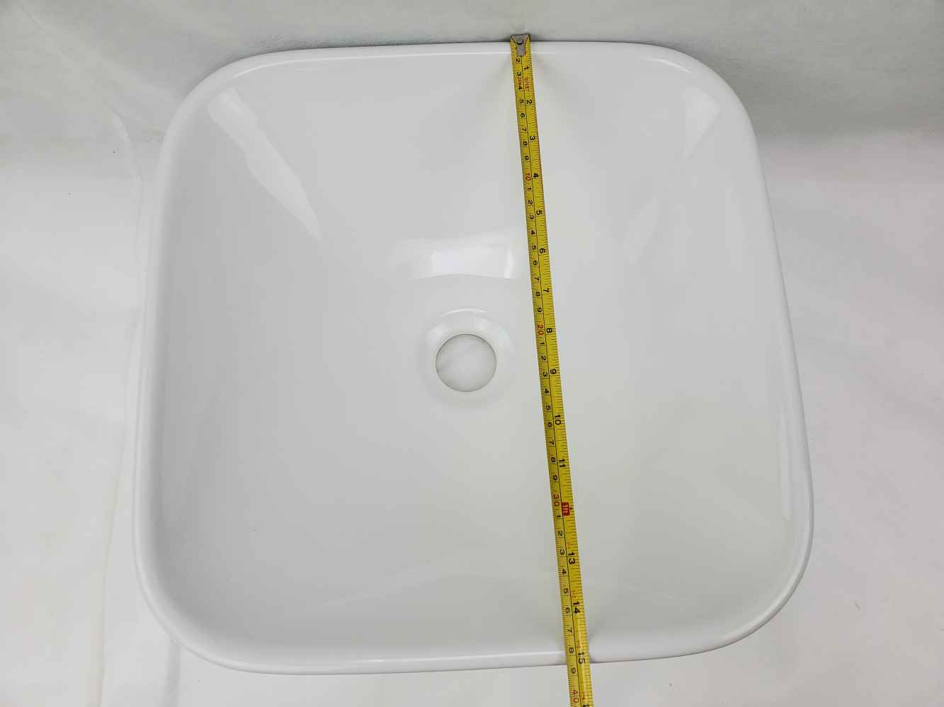 15.4-in. x 15.4-in. Square Bathroom Vessel Sink White Enamel Glaze