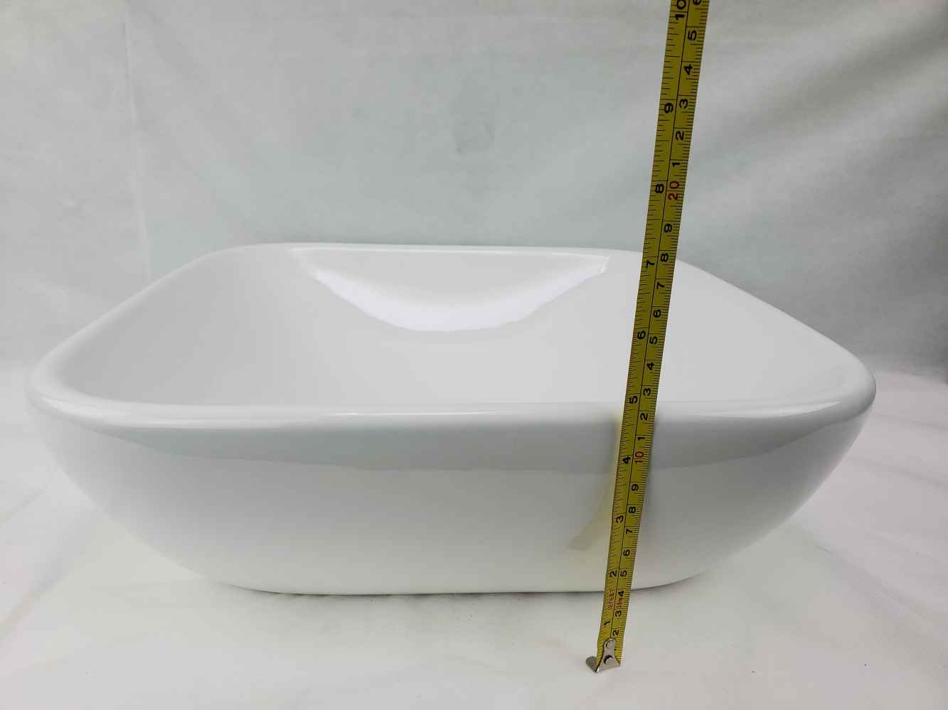 15.4-in. x 15.4-in. Square Bathroom Vessel Sink White Enamel Glaze