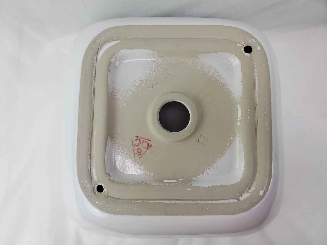 15.4-in. x 15.4-in. Square Bathroom Vessel Sink White Enamel Glaze