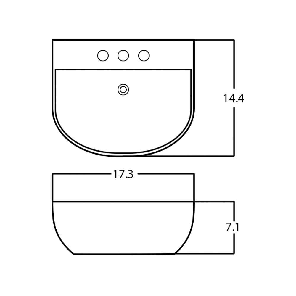 17.3-in. x 14.4-in. Rectangle Bathroom Vessel Sink White Enamel Glaze