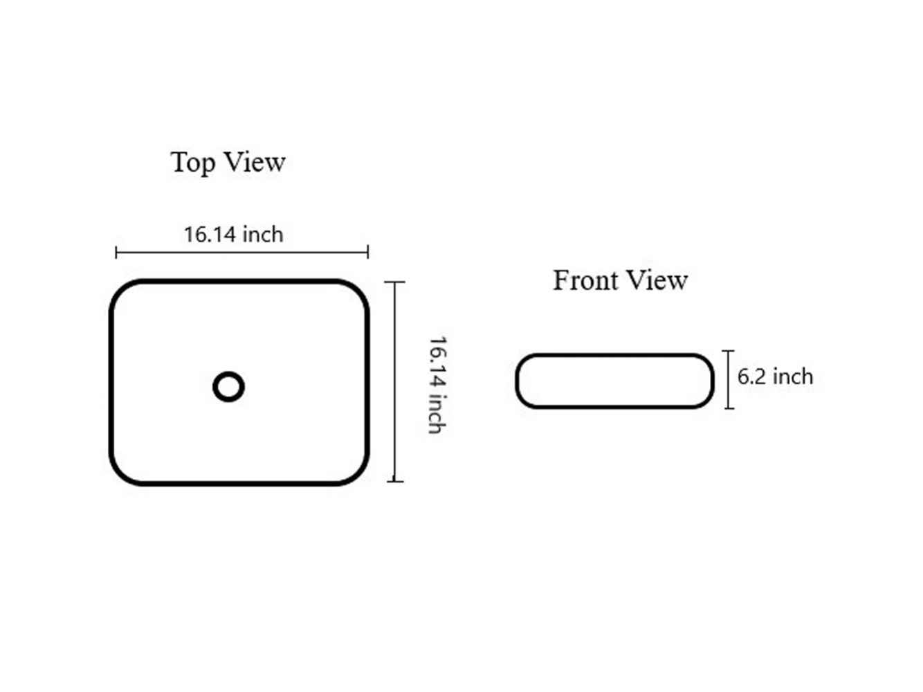 16.14-in. x 16.14-in. Square Bathroom Vessel Sink White Enamel Glaze