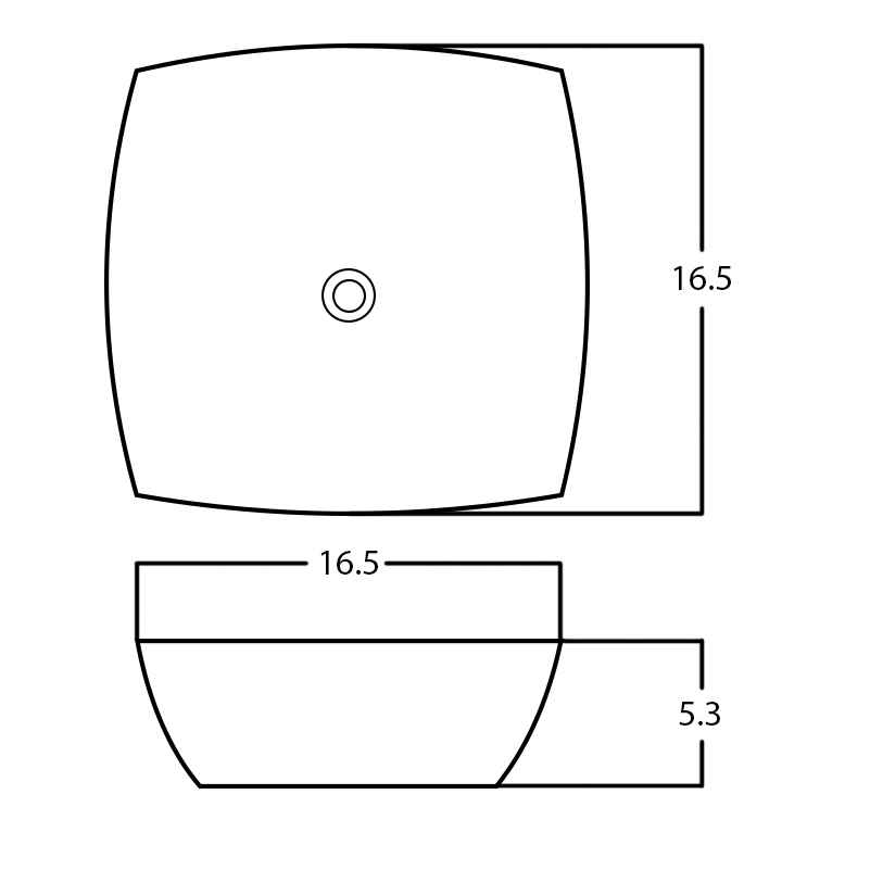 16.5-in. x 16.5-in. Square Bathroom Vessel Sink White Enamel Glaze