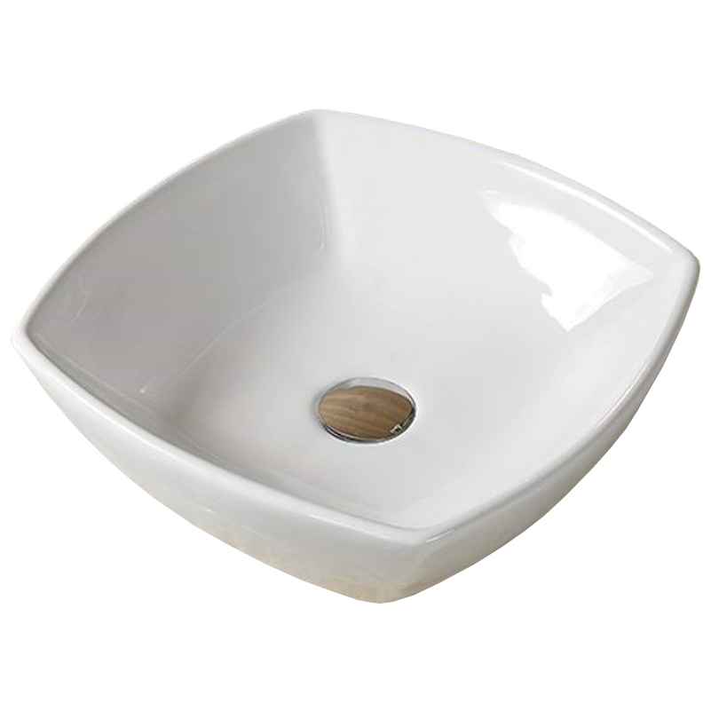 16.5-in. x 16.5-in. Square Bathroom Vessel Sink White Enamel Glaze