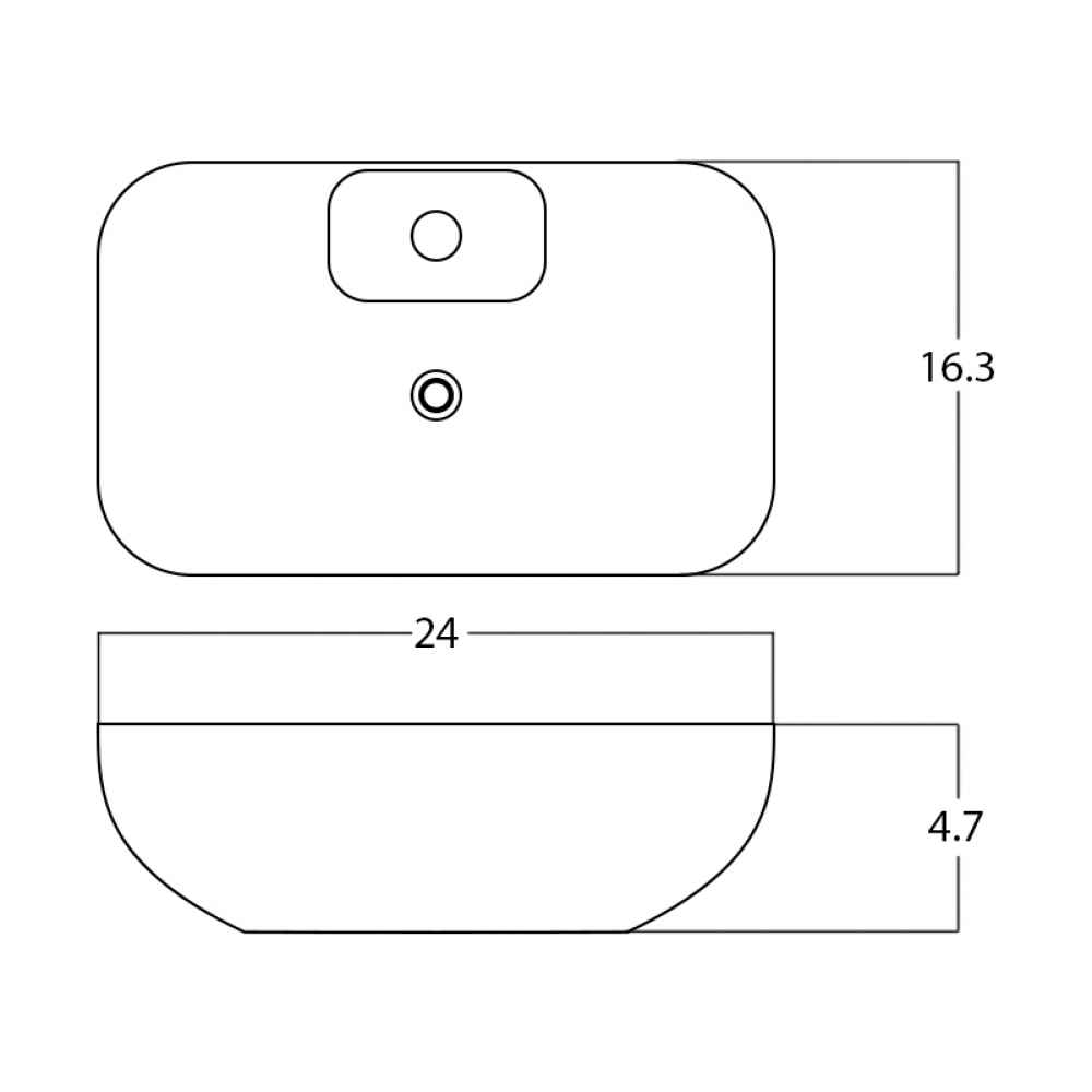 24-in. x 16.3-in. Rectangle Bathroom Vessel Sink White Enamel Glaze