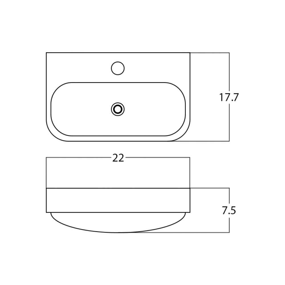 22-in. x 17.7-in. Rectangle Bathroom Vessel Sink White Enamel Glaze