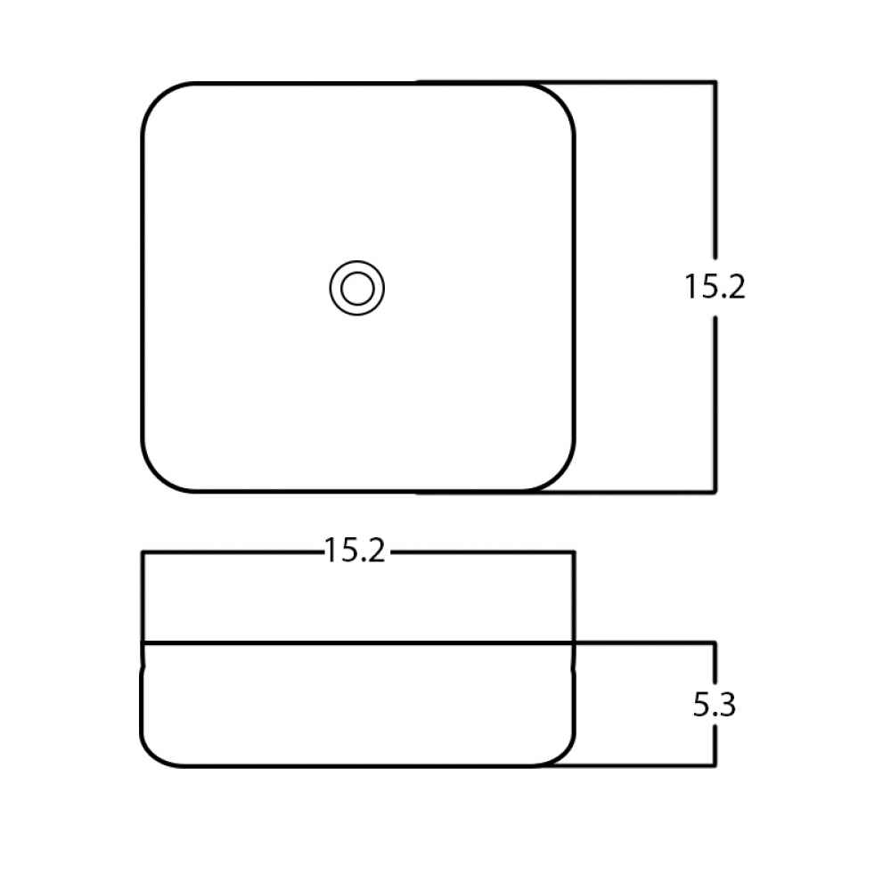 15.2-in. x 15.2-in. Square Bathroom Vessel Sink White Enamel Glaze