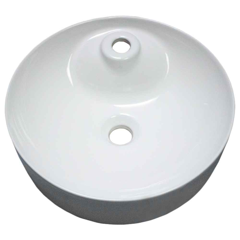 17.1-in. x 17.1-in. Round Bathroom Vessel Sink White Enamel Glaze