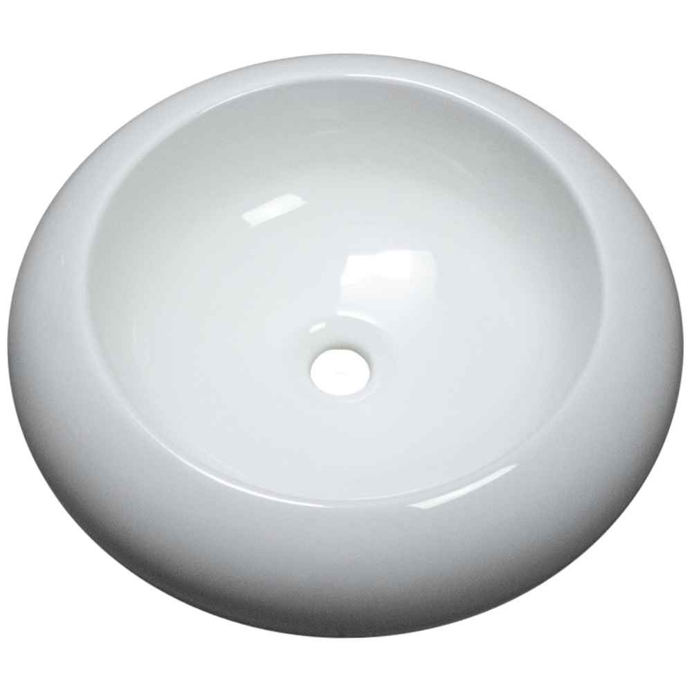 19.3-in. x 19.3-in. Round Bathroom Vessel Sink White Enamel Glaze