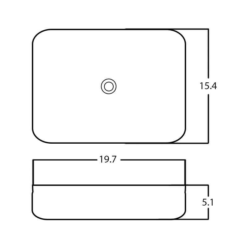19.7-in. x 15.4-in. Rectangle Bathroom Vessel Sink White Enamel Glaze