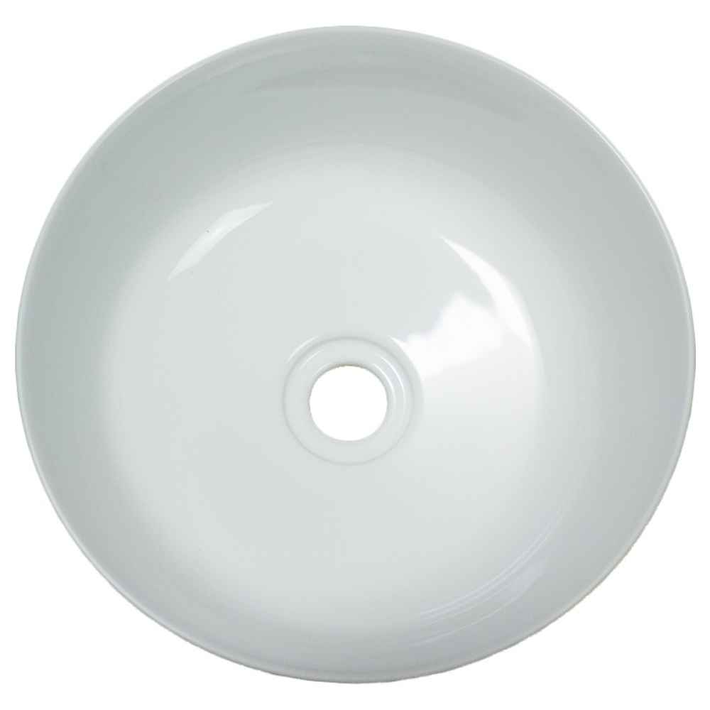 14.4-in. x 14.4-in. Round Bathroom Vessel Sink White Enamel Glaze