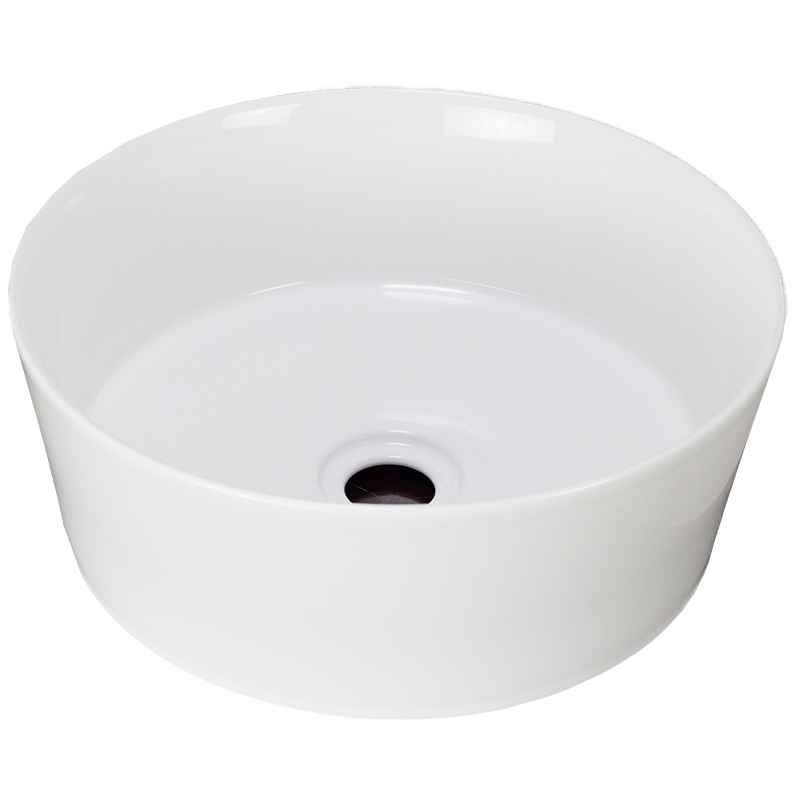 14.4-in. x 14.4-in. Round Bathroom Vessel Sink White Enamel Glaze