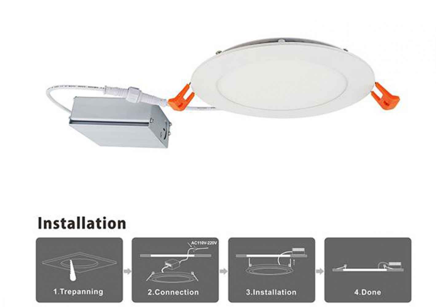 6-in. W Round Aluminum Semi-Recessed Pot Light In White Color