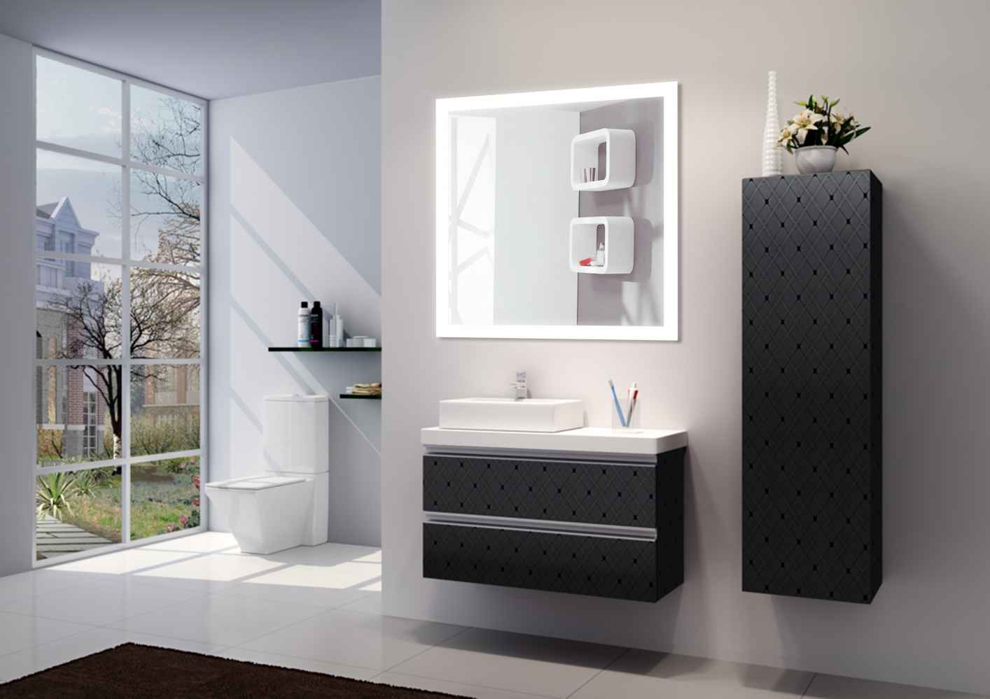 24-in. W Square Aluminum Wall Mount LED Backlit Mirror In Aluminum Color