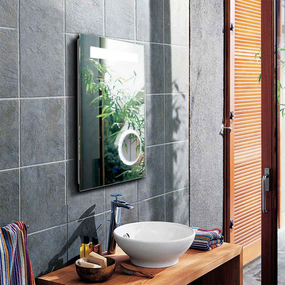 18-in. W Rectangle Aluminum Wall Mount LED Backlit Mirror In Aluminum Color