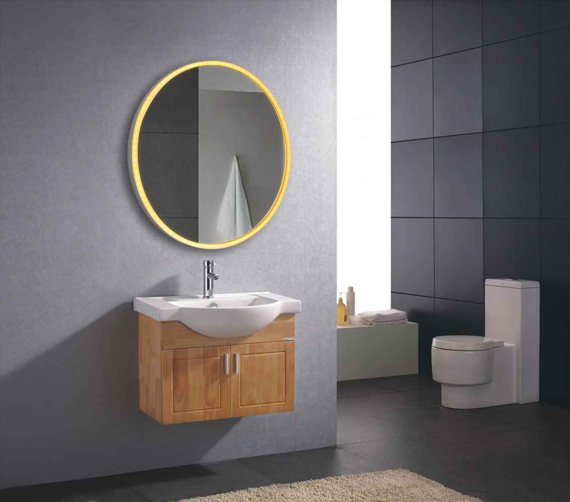 24-in. W Round Aluminum Wall Mount LED Backlit Mirror In Aluminum Color