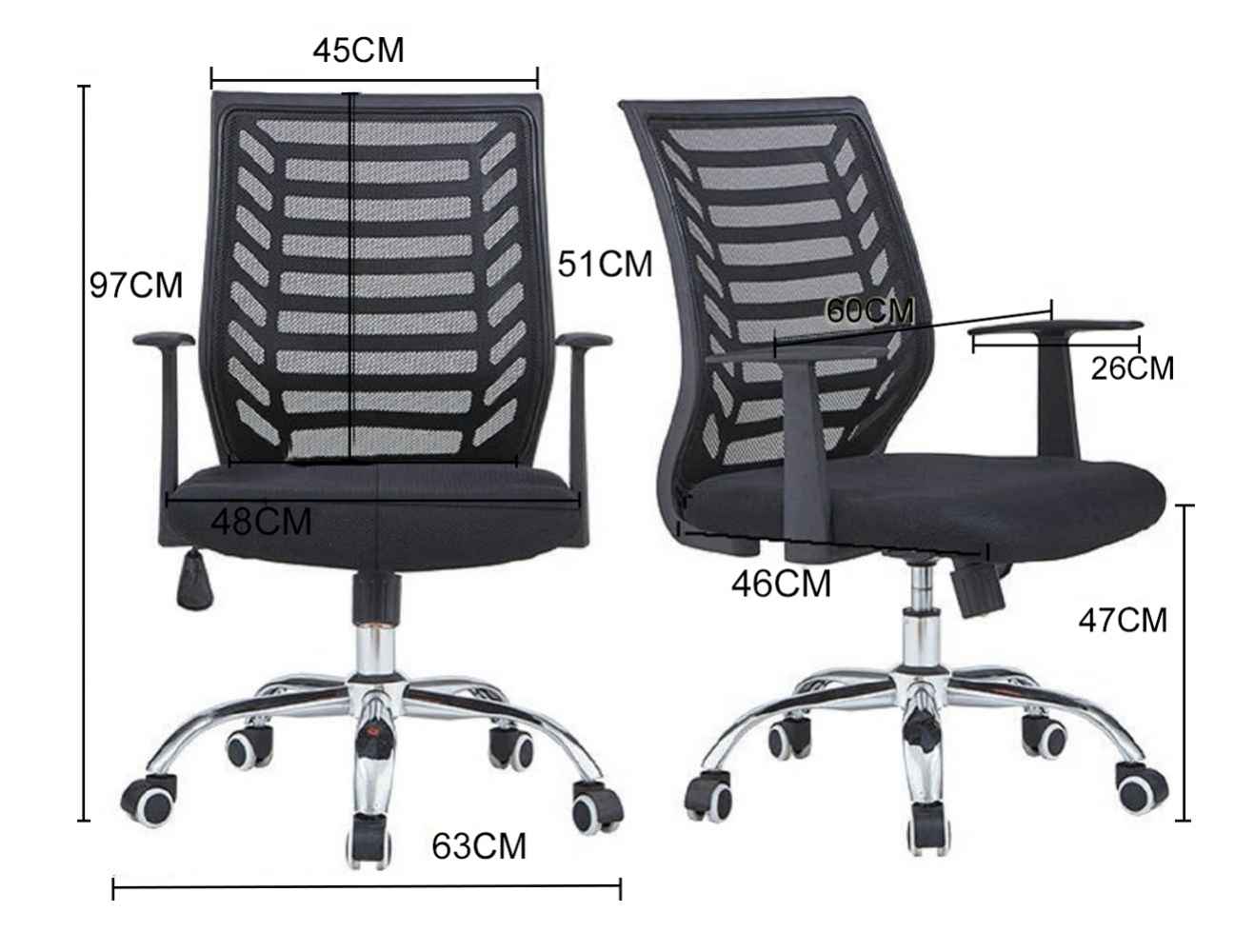 24.8-in. W 38.2-in. H Transitional Stainless Steel-Plastic-Nylon Office Chair In Black