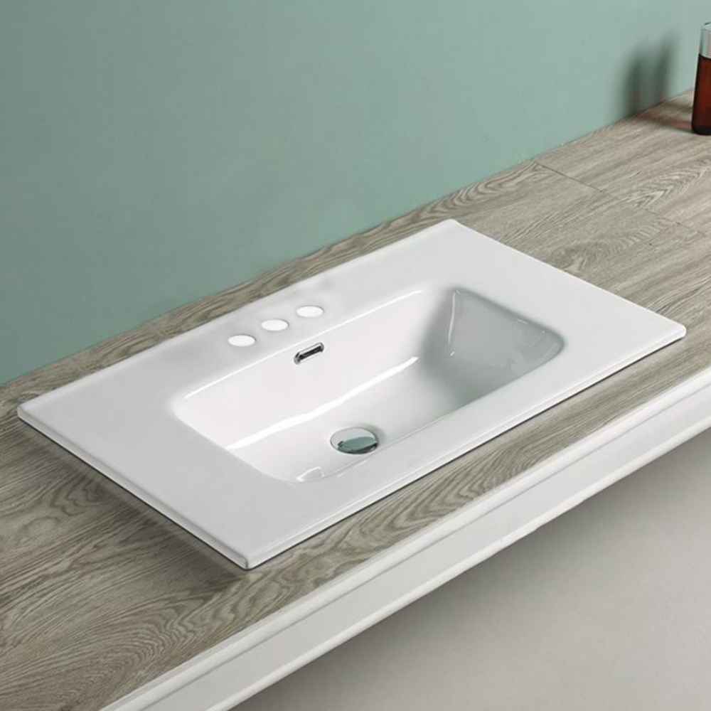 24.16-in. W 18.31-in. D Ceramic Top In White Color For 3H4-in. Faucet