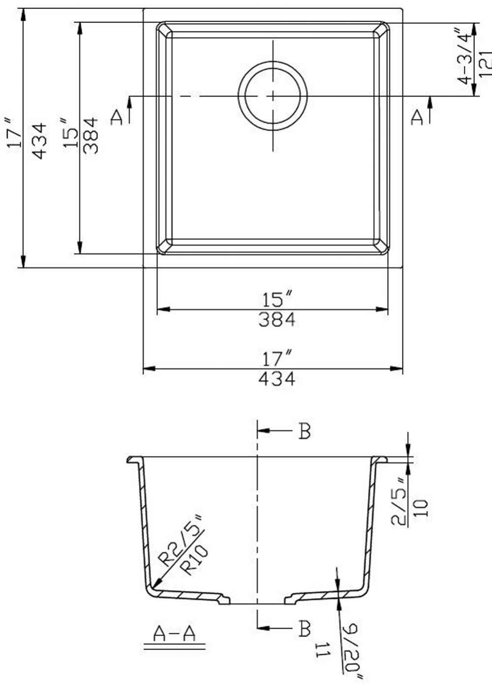 17-in. W CSA Approved White Granite Composite Kitchen Sink With 1 Bowl