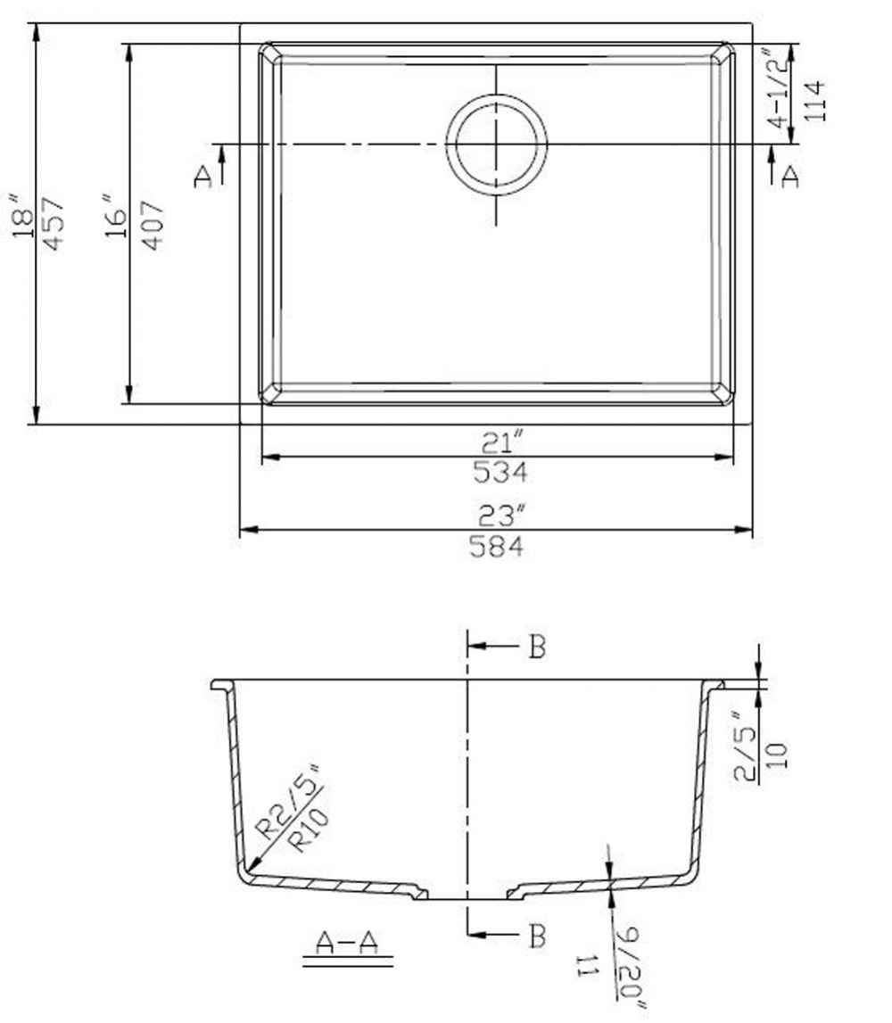 23-in. W CSA Approved White Granite Composite Kitchen Sink With 1 Bowl
