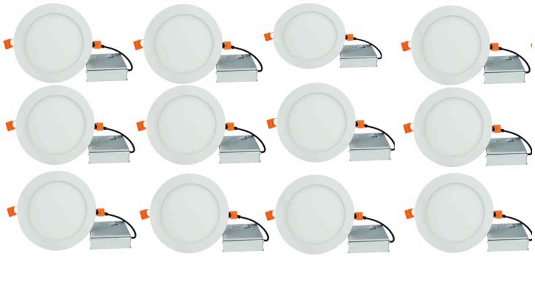 12 Pieces Set Of 6-in. W Round Aluminum Semi-Recessed Pot Lights In White