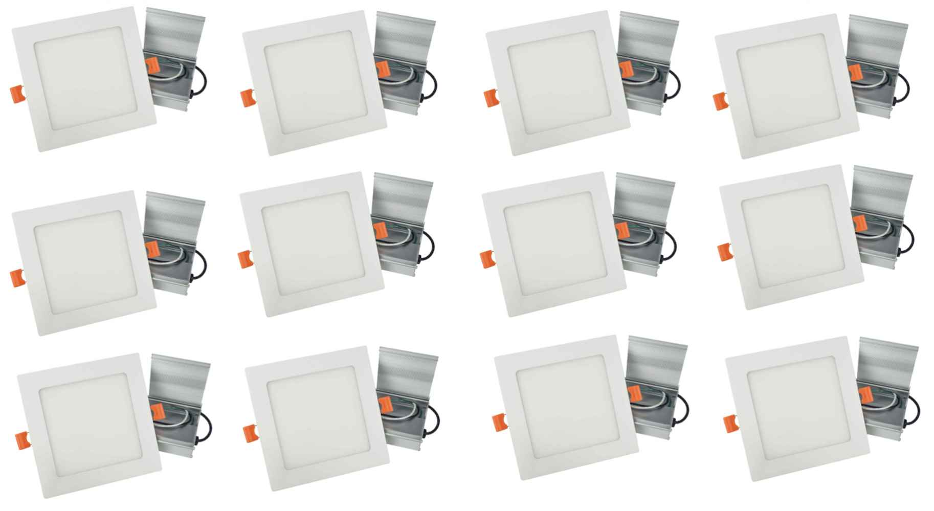12 Pieces Set Of 4-in. W Square Aluminum Semi-Recessed Pot Lights In White