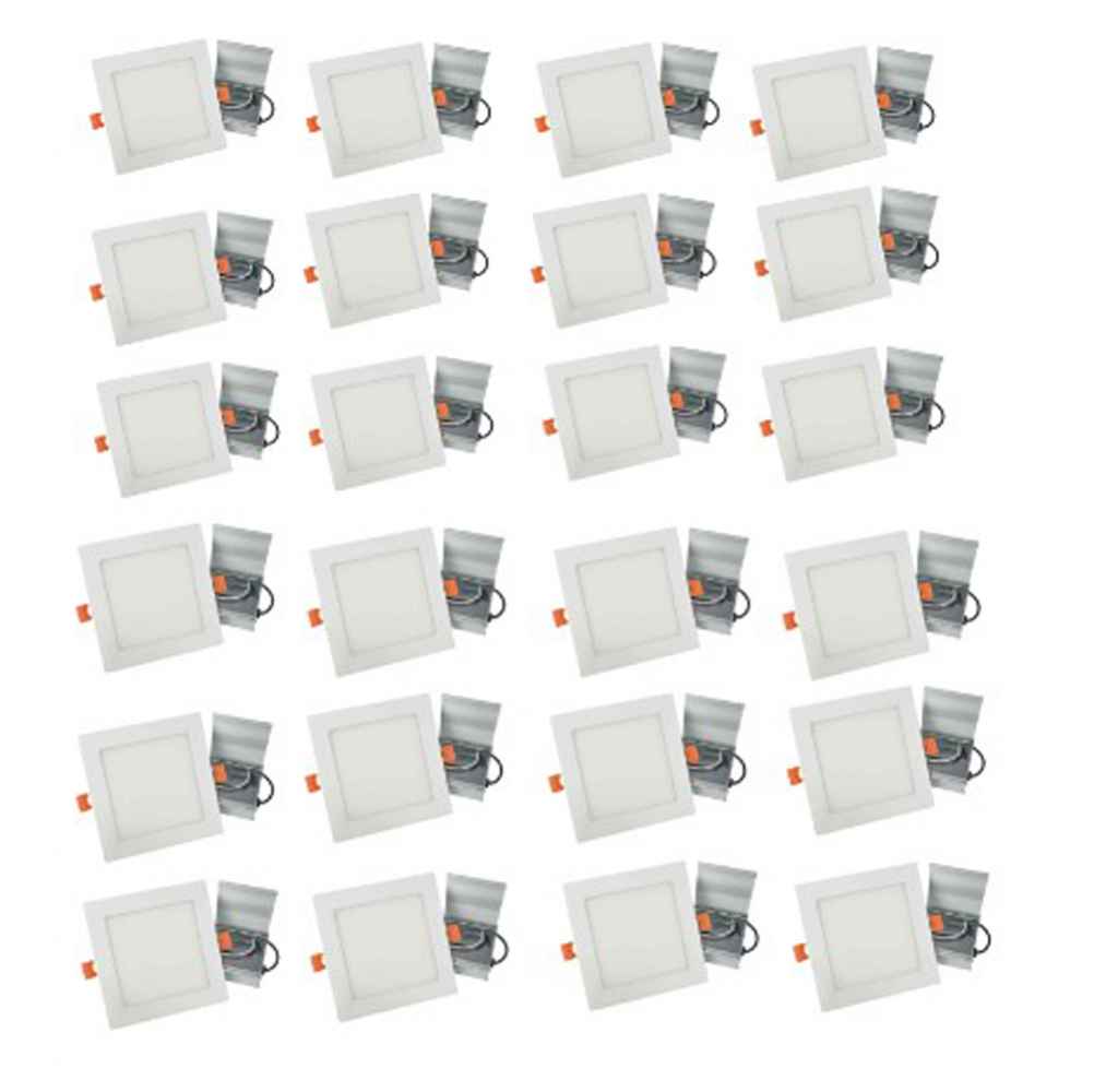 24 Pieces Set Of 6-in. W Square Aluminum Semi-Recessed Pot Lights In White