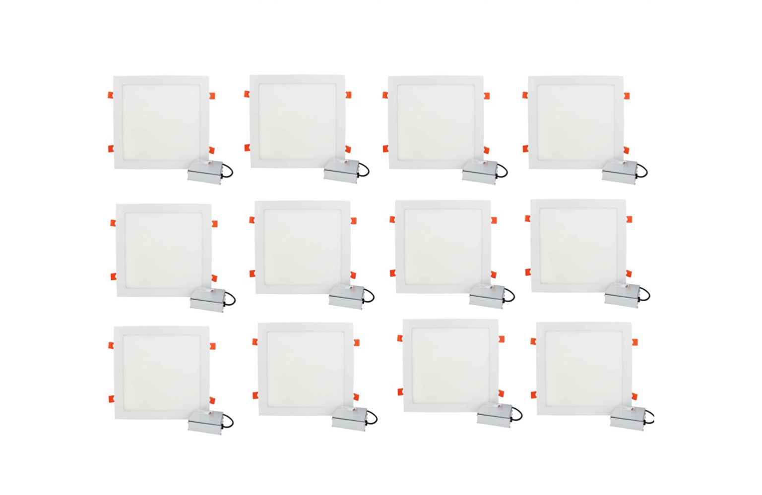 12 Pieces Set Of 12-in. W Square Aluminum Semi-Recessed Pot Lights In White