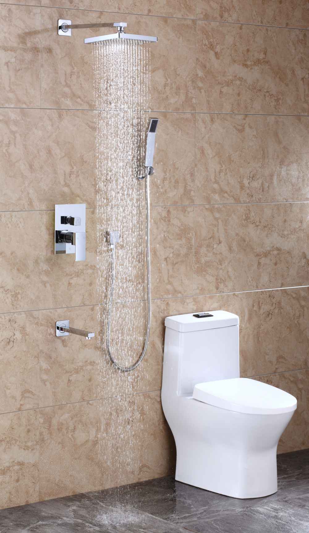 7.87-in. x 78.74-in. Shower Kit Chrome Stainless Steel