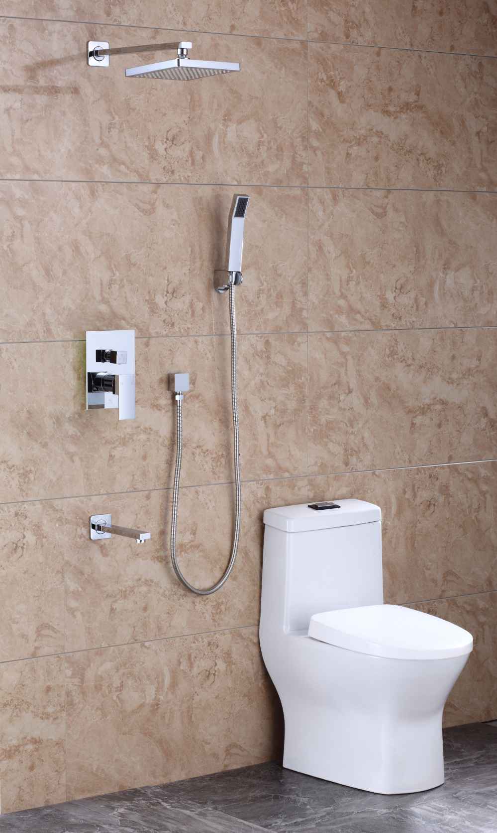 7.87-in. x 78.74-in. Shower Kit Chrome Stainless Steel
