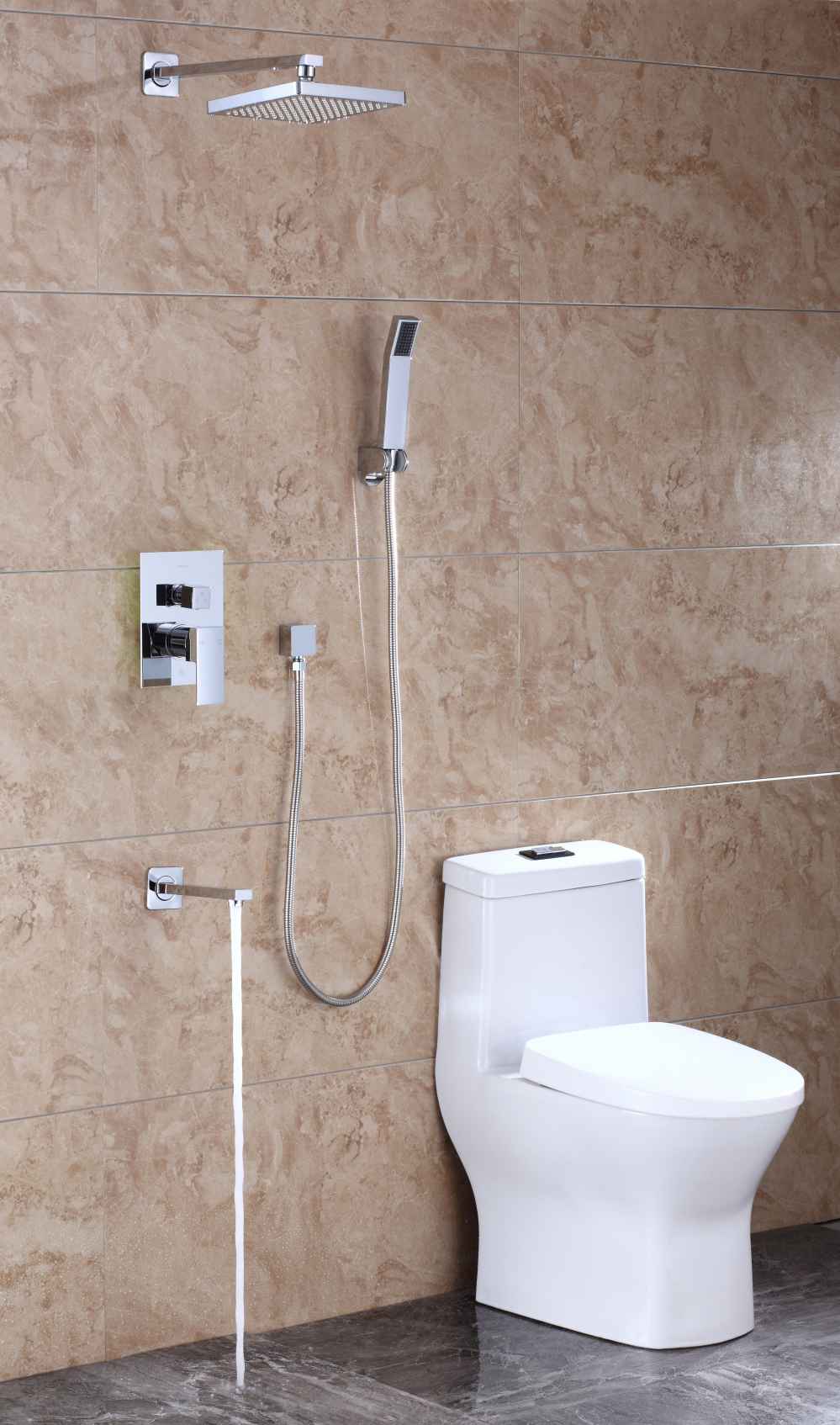 7.87-in. x 78.74-in. Shower Kit Chrome Stainless Steel