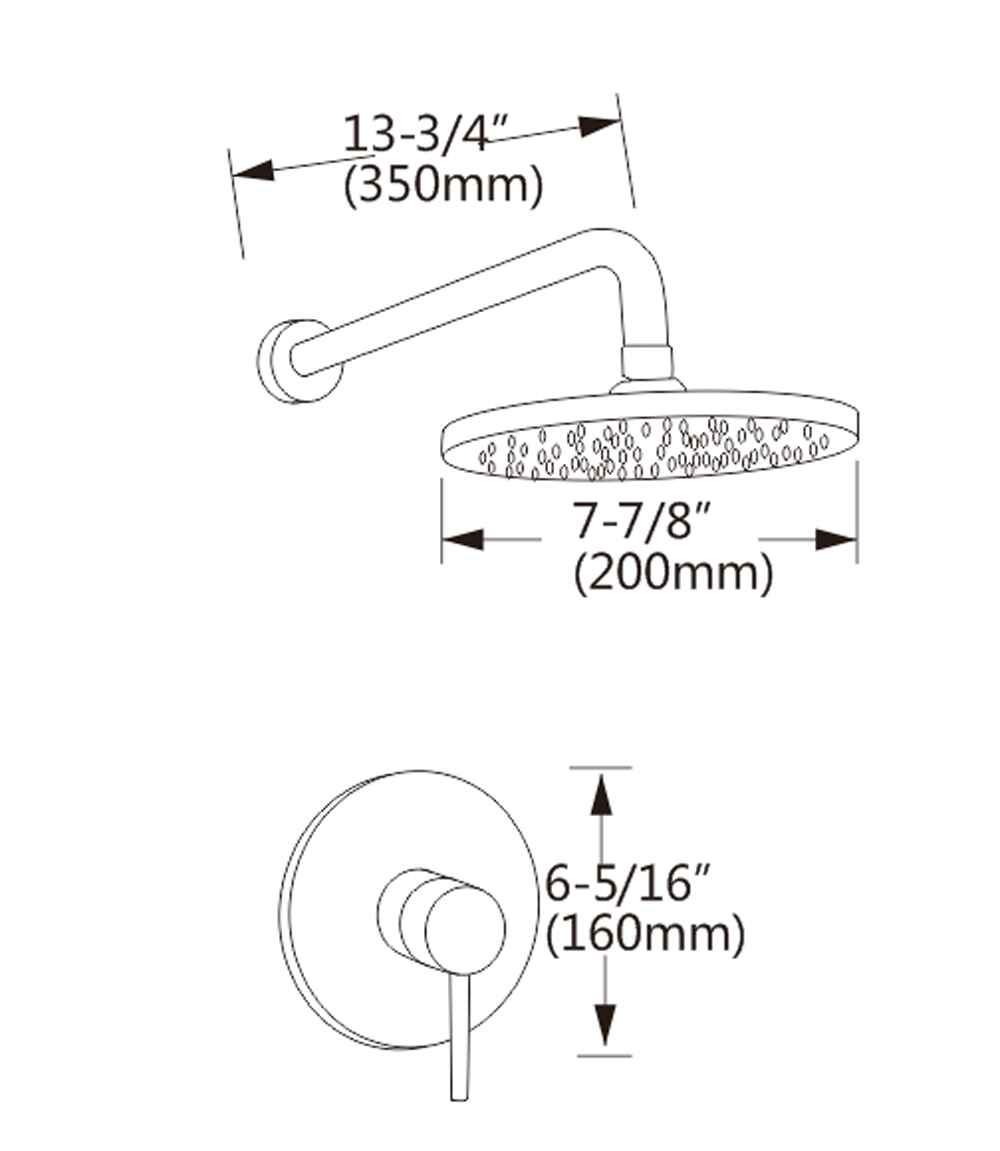7.87-in. x 6.3-in. Shower Kit Chrome Stainless Steel