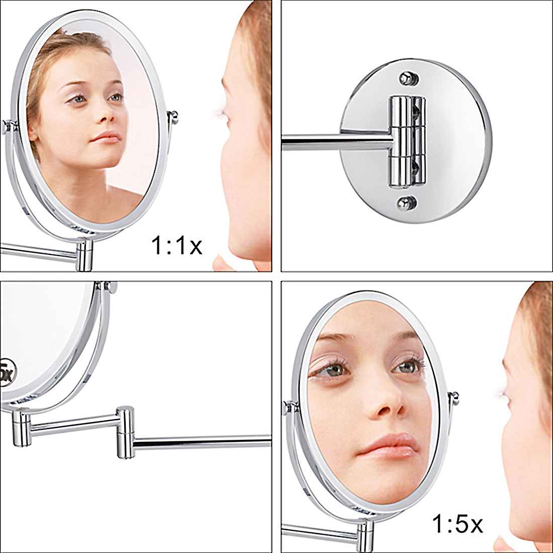16.95-in. x 13-in. Stainless Steel Wall Mount Magnifying Mirror In Brushed Nickel