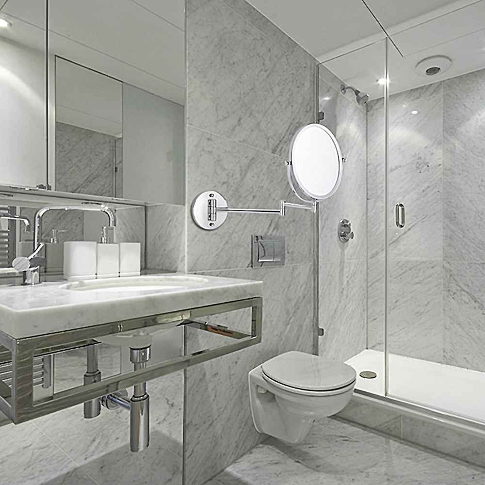 16.95-in. x 13-in. Stainless Steel Wall Mount Magnifying Mirror In Brushed Nickel