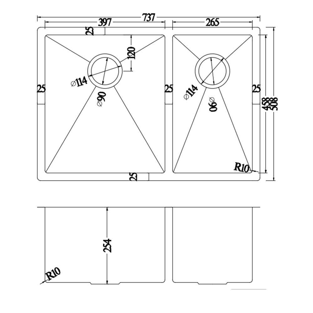 29-in. W Undermount Brushed Nickel Kitchen Sink Set For Deck Mount Drilling - Strainer Included