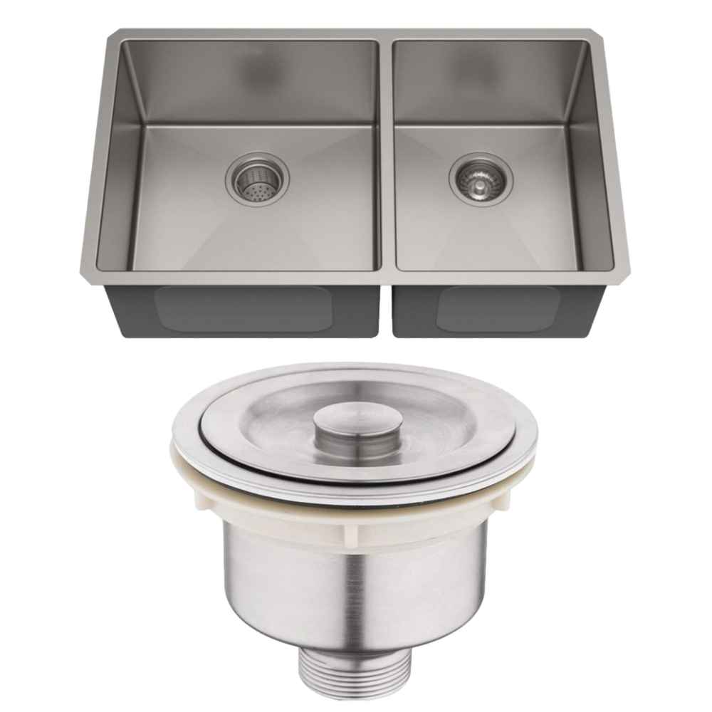 29-in. W Undermount Brushed Nickel Kitchen Sink Set For Deck Mount Drilling - Strainer Included