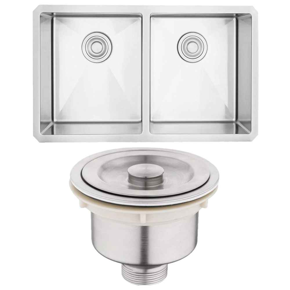 29-in. W Undermount Brushed Nickel Kitchen Sink Set For Deck Mount Drilling - Strainer Included