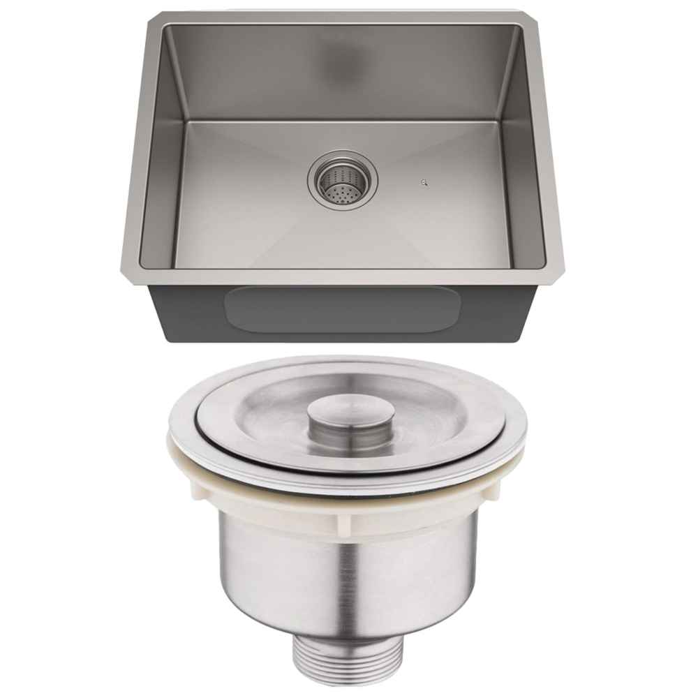 23-in. W Undermount Brushed Nickel Kitchen Sink Set For Deck Mount Drilling - Strainer Included