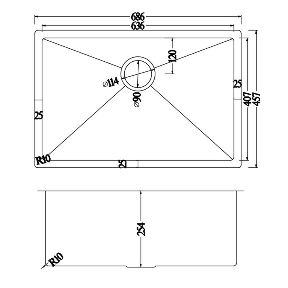 27-in. W Undermount Brushed Nickel Kitchen Sink Set For Deck Mount Drilling - Strainer Included