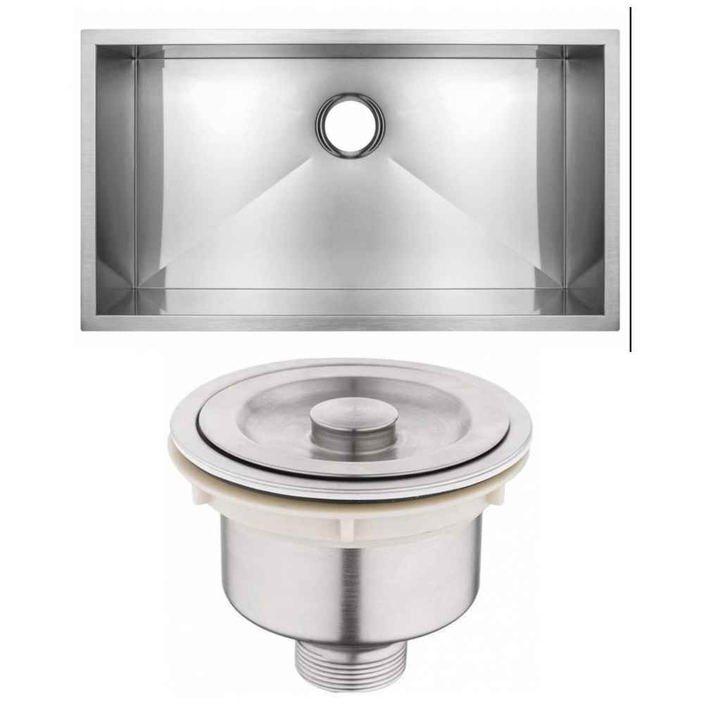 27-in. W Undermount Brushed Nickel Kitchen Sink Set For Deck Mount Drilling - Strainer Included