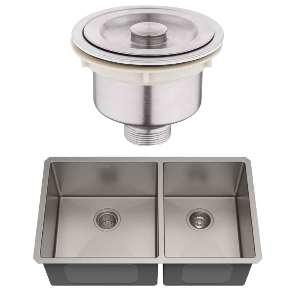 29-in. W Undermount Brushed Nickel Kitchen Sink Set For Wall Mount Drilling - Strainer Included