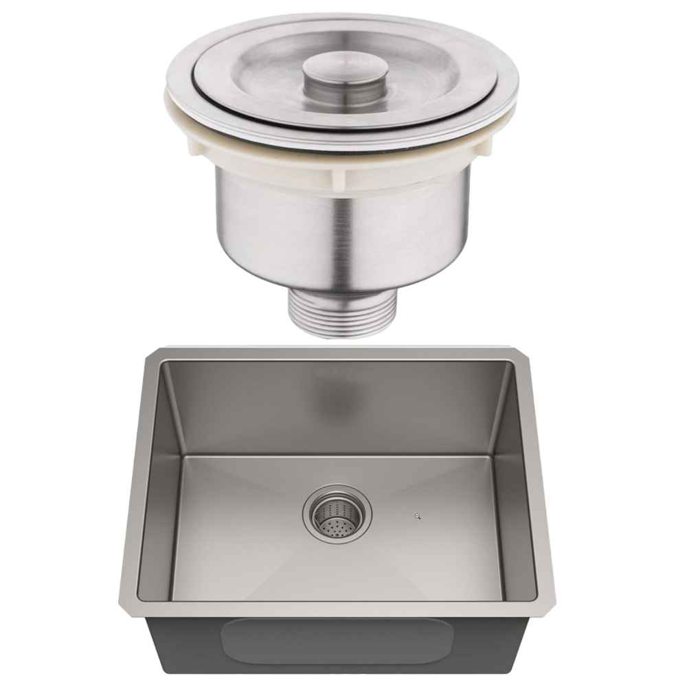 23-in. W Undermount Brushed Nickel Kitchen Sink Set For Wall Mount Drilling - Strainer Included