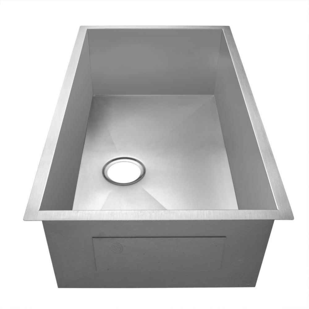 27-in. W Undermount Brushed Nickel Kitchen Sink Set For Wall Mount Drilling - Strainer Included