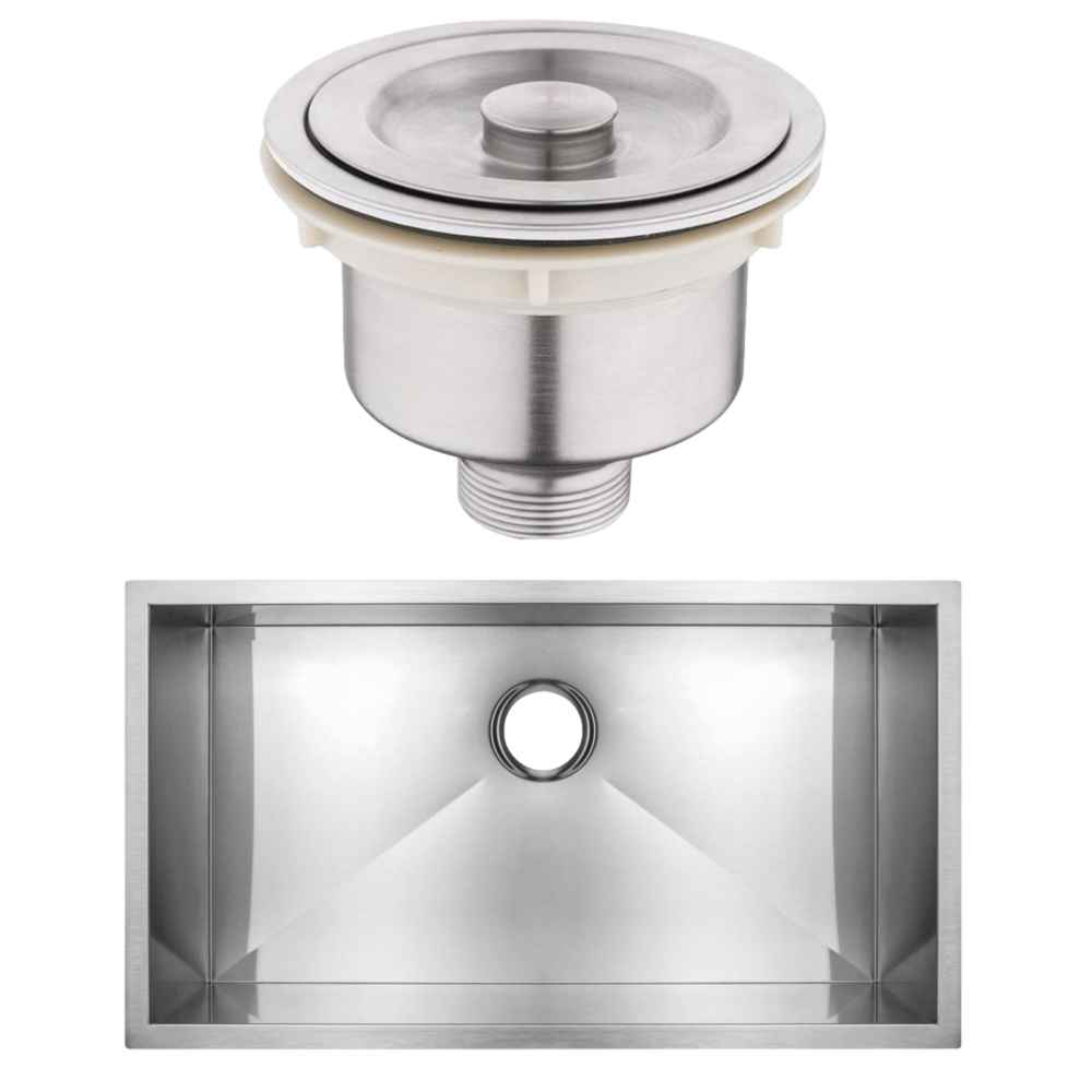 27-in. W Undermount Brushed Nickel Kitchen Sink Set For Wall Mount Drilling - Strainer Included