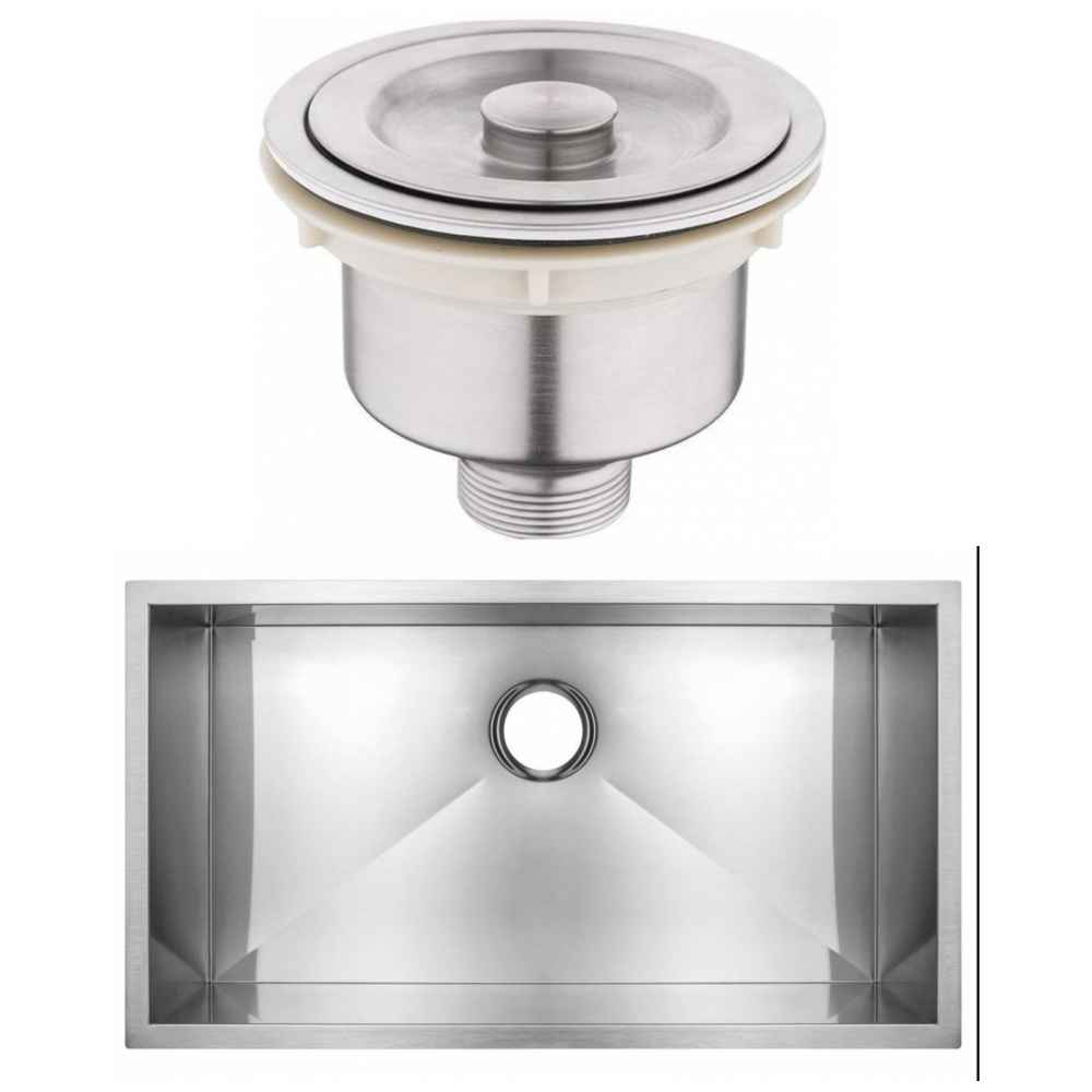 27-in. W Undermount Brushed Nickel Laundry Sink Set For Deck Mount Drilling - Strainer Included
